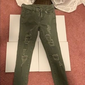 olive green american eagle ripped jeans